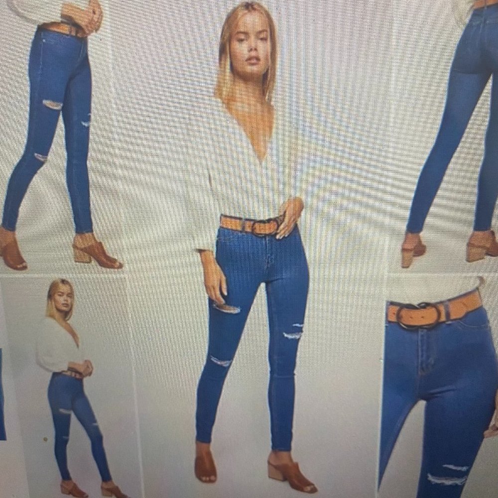 Free People Destroyed Skinny High Rise Jeans Long & Lean Jegging Stretch Sz 27